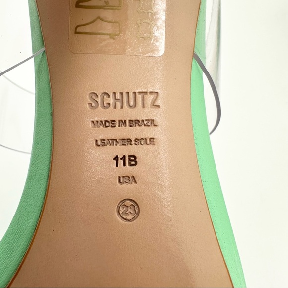 SCHUTZ Ariella Transparent Strappy Heel Deep Mint Green - Picture 11 of 11